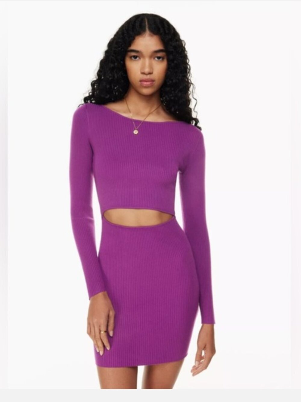 Aritzia Wilfred Cut-Out Knit Mini Dress Size XXS Bodycon Indie Euro Femme
